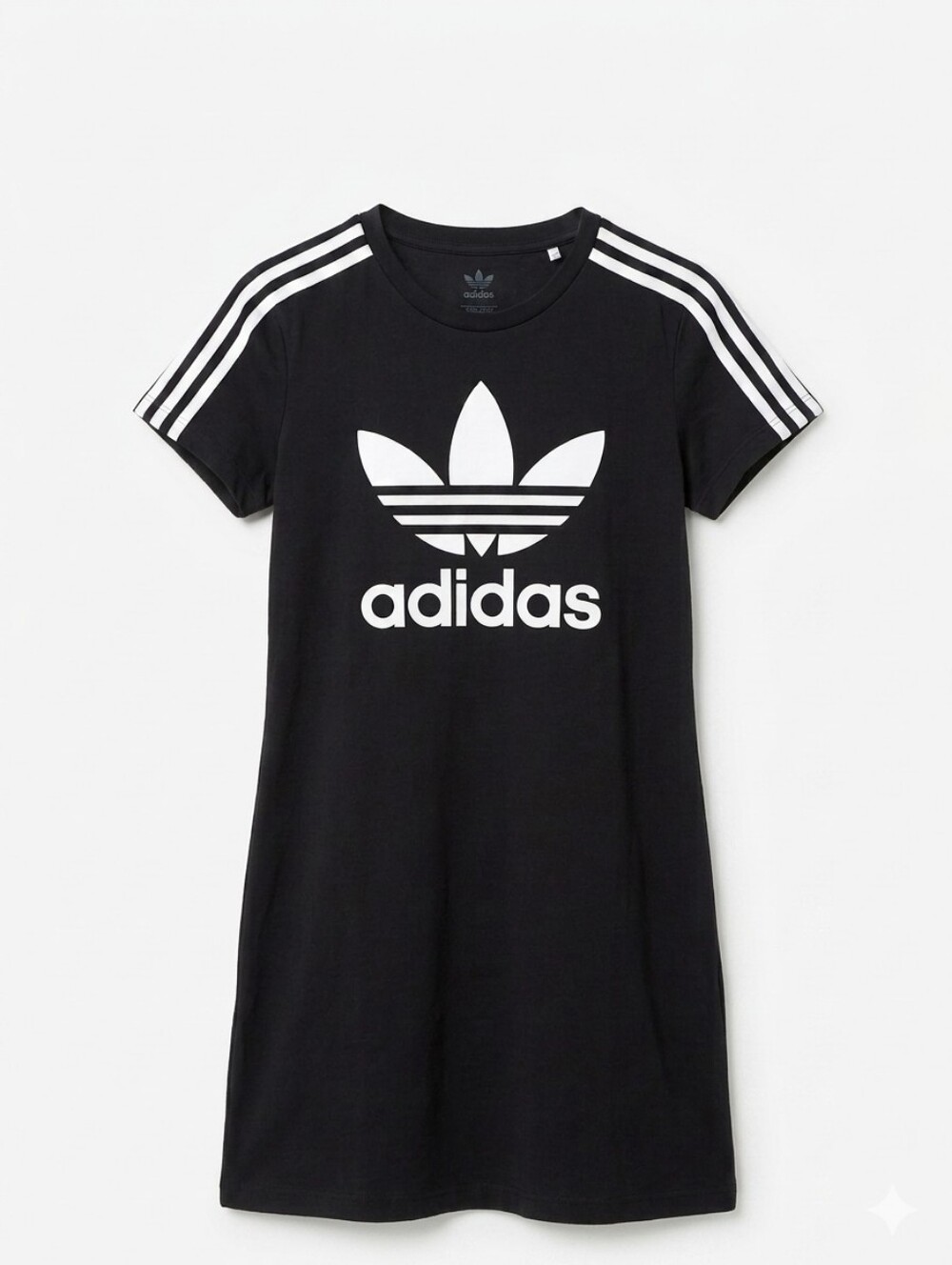 adidas Black Tee Dress with White Trefoil and Stripes Girl Sz 11/12